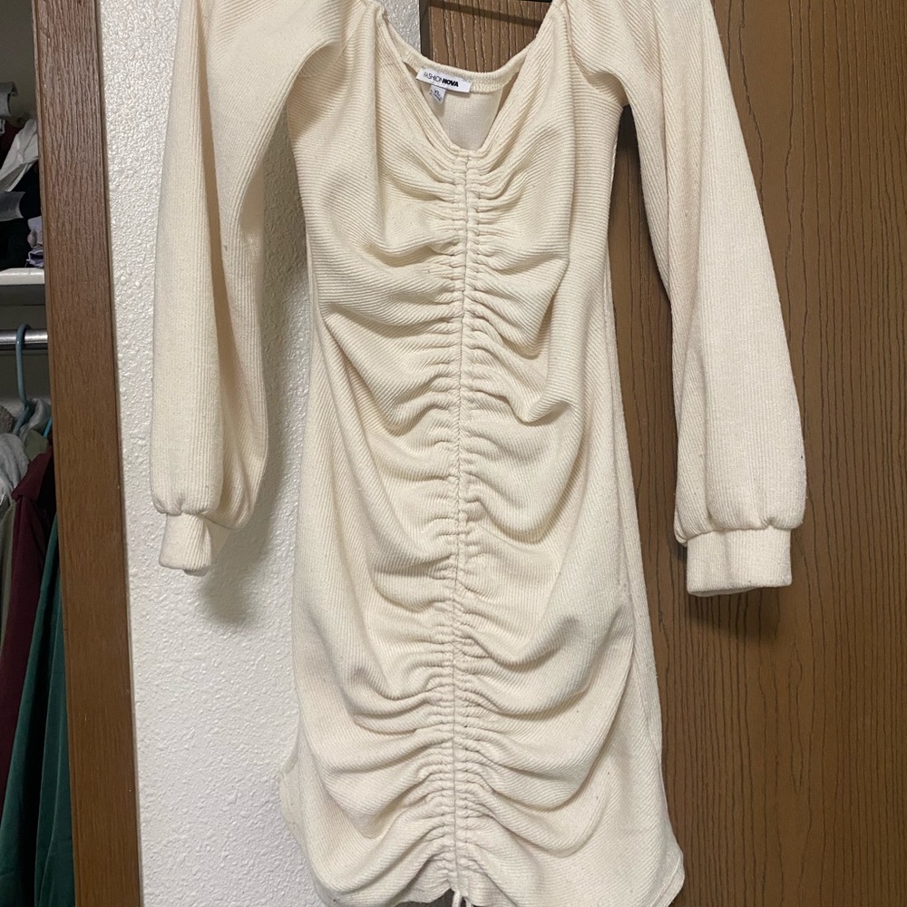 Cream colored sweater dress from fashion nova
